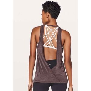Lululemon Tied To It Tank Top Women Heathered Cherry Size M Athletic Workout